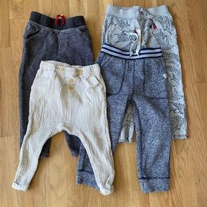 4 pairs/lot joggers drop crotch marled navy fleece buttons for suspenders